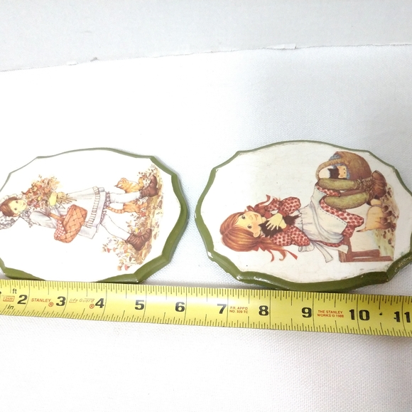 Cute " Holly Hobbie " Girls Flowers Cat Vintage Kitsch Decoupage Plaster Plaques - Picture 4 of 8